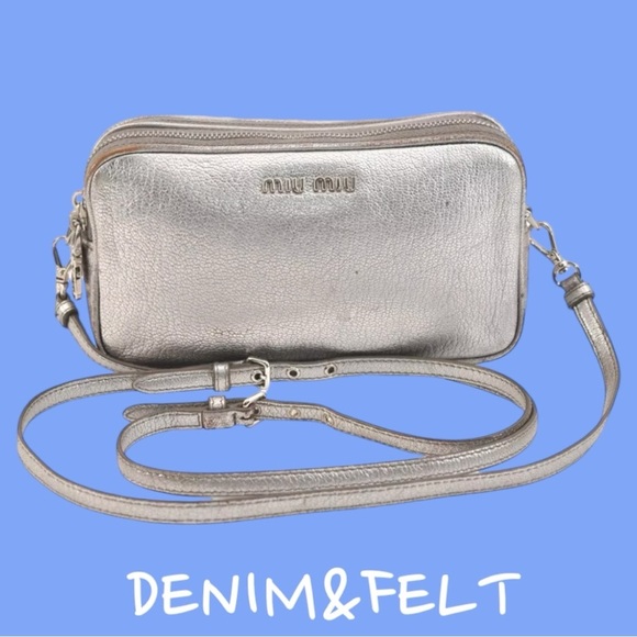 Miu Miu Silver Madras Delce Crossbody Bag/ Purse/ Shoulder BagPRELOVED!! 🩶🩶